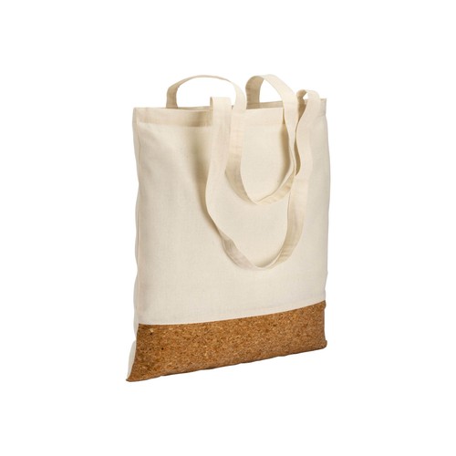Tote-bag en coton 135g/m2, base en liège, anses longues - 1