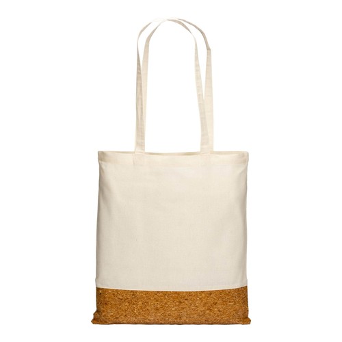 Tote-bag en coton 135g/m2, base en liège, anses longues - 2