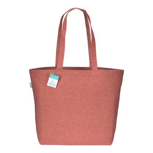 Tote-bag avec soufflet à la base en coton recyclé 280 g/m2, anses longues - 2