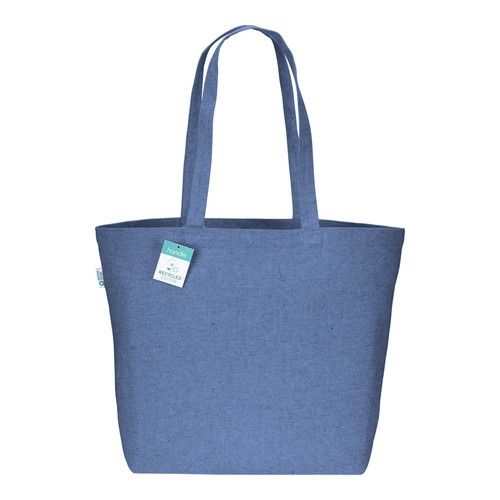 Tote-bag avec soufflet à la base en coton recyclé 280 g/m2, anses longues - 2