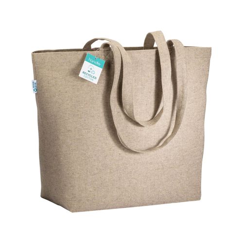 Tote-bag avec soufflet à la base en coton recyclé 280 g/m2, anses longues - 1