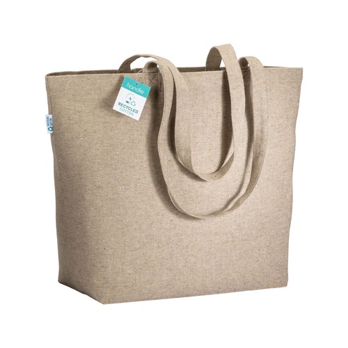 280g/m2 recycled cotton shopping bag, long handles and gusset