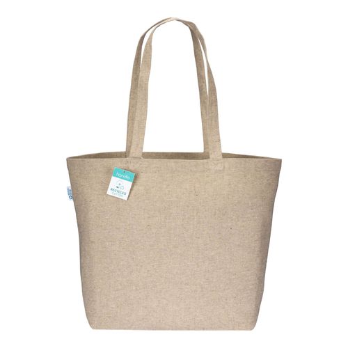 Tote-bag avec soufflet à la base en coton recyclé 280 g/m2, anses longues - 2