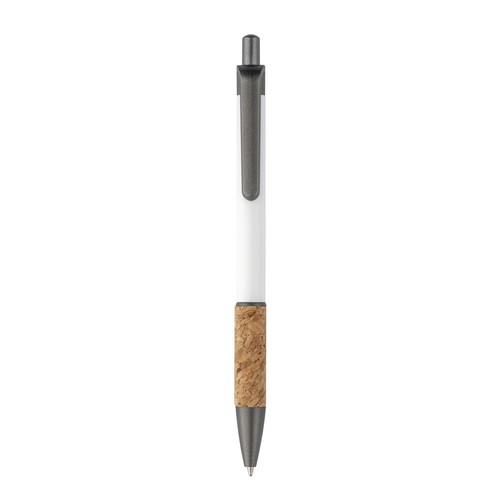 Aluminum pen with cork handle, burnished clip, top and tip