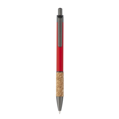 Stylo en aluminium avec manche en liège, clip bruni, dessus et pointe - 1