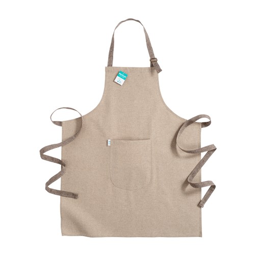 Tablier long en coton recyclé 190g/m2, avec poche frontale e laçage arrière de 110 cm. - 1