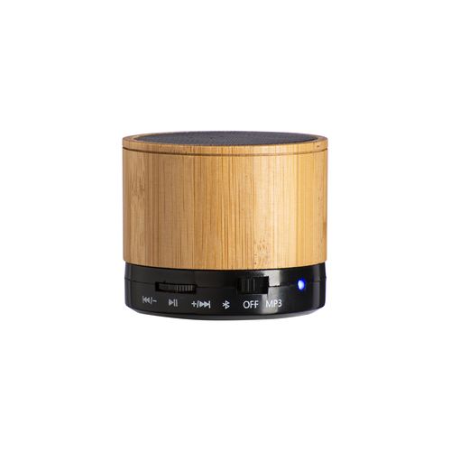 Mini haut-parleur Bluetooth V 5.0 cylindrique en bambou et ABS - 1