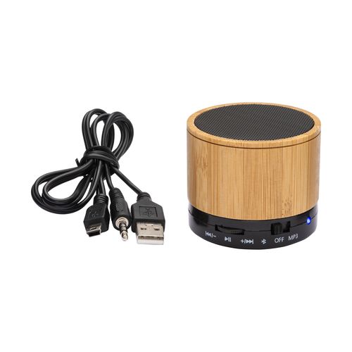 Mini haut-parleur Bluetooth V 5.0 cylindrique en bambou et ABS - 3