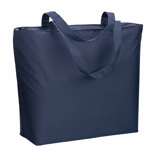 300D polyester beach bag  with long handles and zip closure