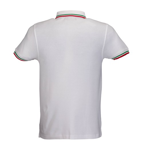 Polo 100% coton piqué 180g/m2, mancese courtes, bordures tricolores et fermeture avec 2 bo - 2