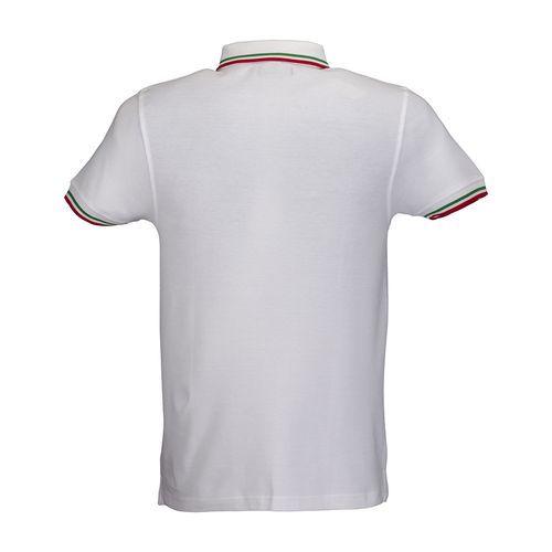 Polo 100% coton piqué 180g/m2, mancese courtes, bordures tricolores et fermeture avec 2 bo - 2