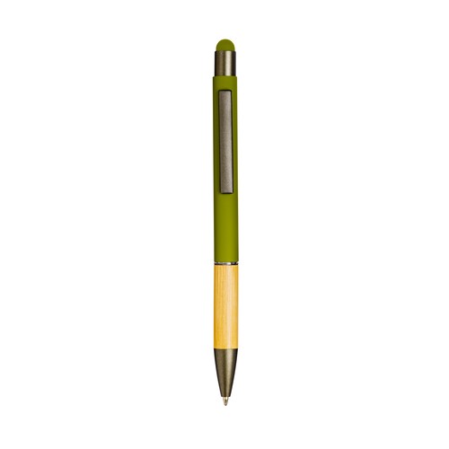 Stylo à bille en aluminium avec grip en bambou et touch caoutchouté - 1