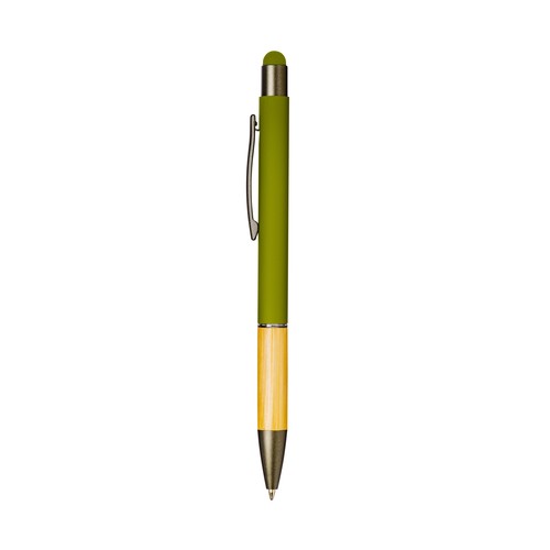 Stylo à bille en aluminium avec grip en bambou et touch caoutchouté - 2
