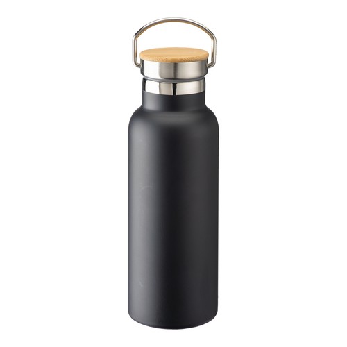 Double wall stainless steel insulating vacuum flask with bamboo lid (500 ml)