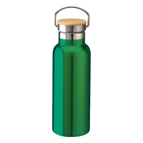 Thermos en acier inoxidable avec double paroi isolante de 500 ml avec bouchon en bambou - 1