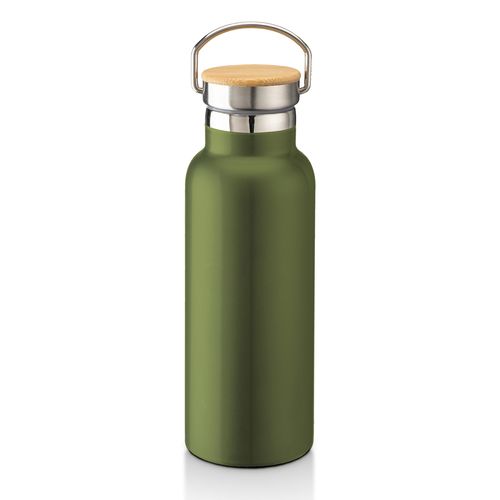 Thermos en acier inoxidable avec double paroi isolante de 500 ml avec bouchon en bambou - 1