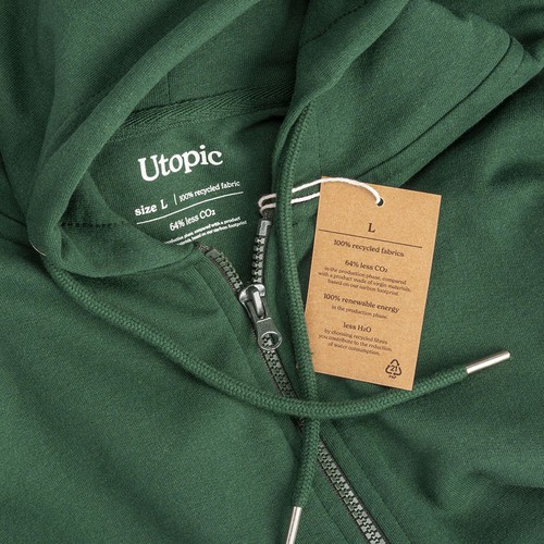 Sweat à capuche zippé unisexe en coton et polyester régénérés de 280 g/m2 - 8