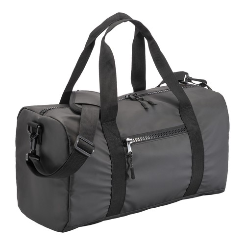 Water resistant polyester Duffle bag. Adjustable and removable shoulder strap with buckle