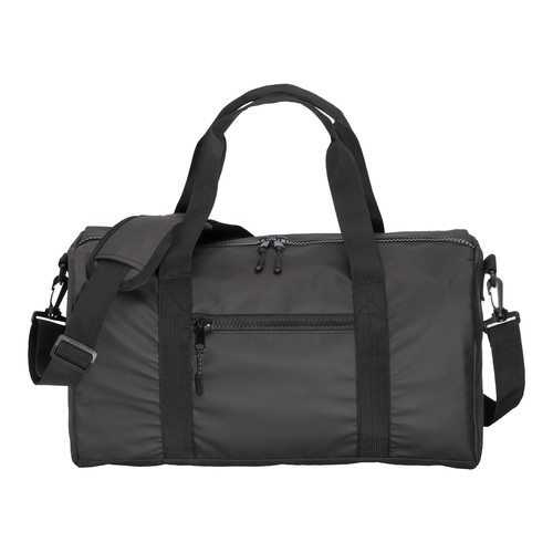 Water resistant polyester Duffle bag. Adjustable and removable shoulder strap with buckle Water resistant polyester Duffle bag. Adjustable and removable shoulder strap with buckle