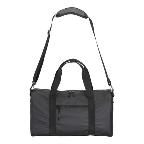 Water resistant polyester Duffle bag. Adjustable and removable shoulder strap with buckle Water resistant polyester Duffle bag. Adjustable and removable shoulder strap with buckle
