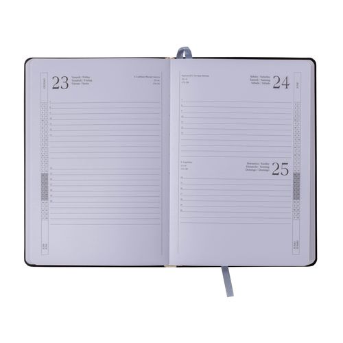 Agenda journalier 2024 avec couverture avec élastique en PU - Boîte sur demande Art. 23799 - 2