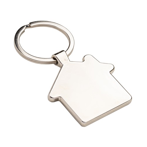 Porte-clés en métal en forme de petite maison avec détails en bambou sur la face avant - 3