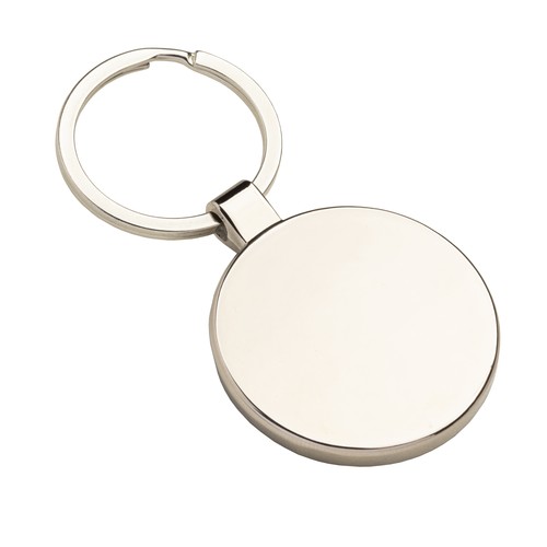 Porte-clé en métal rond, avec détail frontal en bambou - 3
