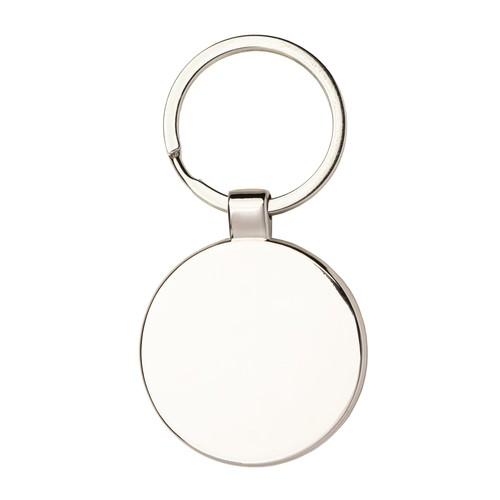 Porte-clé en métal rond, avec détail frontal en bambou - 4