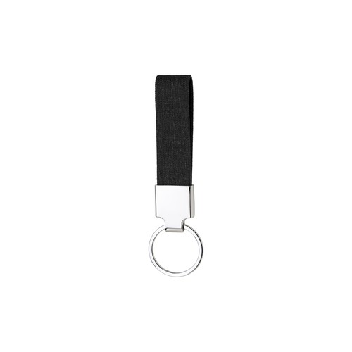 Porte-clé en Rpet avec plaque métallique chromée - 2