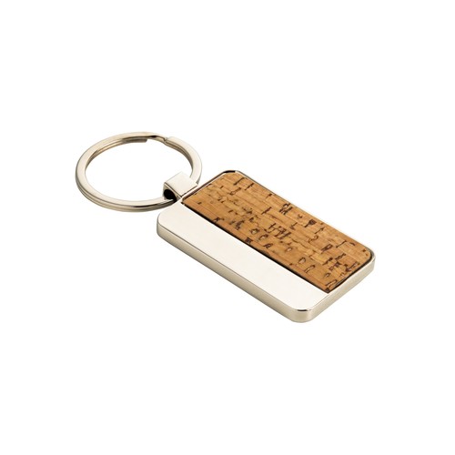 Porte-clés rectangulaire en métal et liège - 1