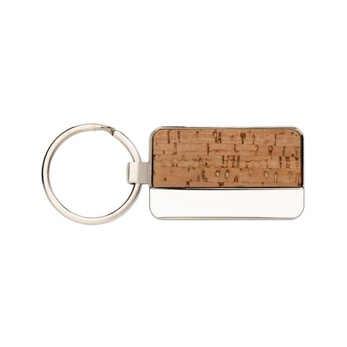 Porte-clés rectangulaire en métal et liège - 2