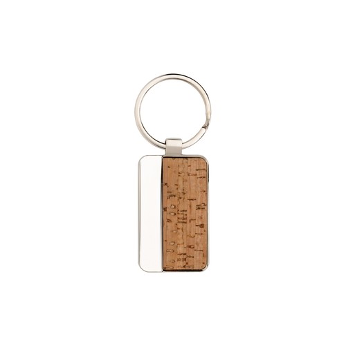 Porte-clés rectangulaire en métal et liège - 3