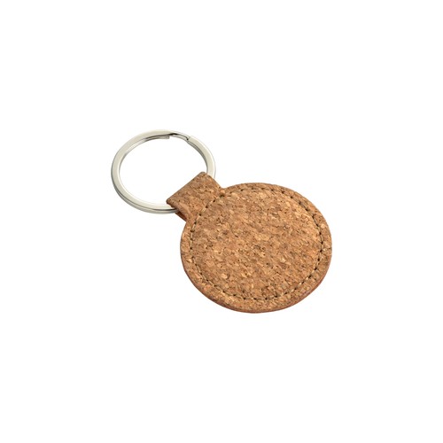 Porte-clés rond en métal et liège - 1