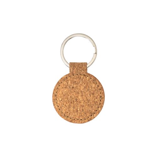 Porte-clés rond en métal et liège - 2