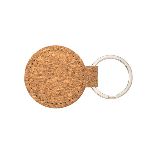 Porte-clés rond en métal et liège - 2