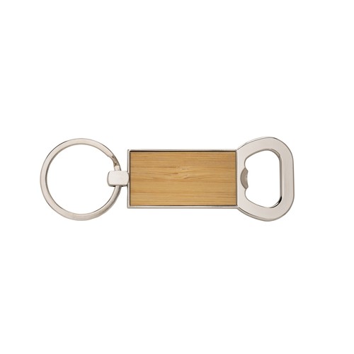 Porte-clés en métal et bambou avec ouvre-bouteille - 2