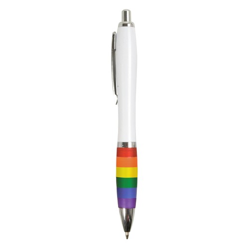 Stylo à pression en plastique ABS avec barillet blanc, grip couleur arc-en-ciel - 2