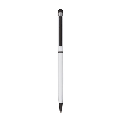 Stylo à bille en métal personnalisé, avec touch screen en gomme, clip et pointe assorties.