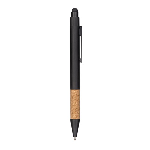 Stylo à déclic en aluminium recyclé avec grip en liège et touch screen - 2