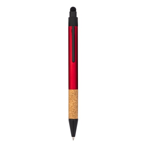 Stylo à déclic en aluminium recyclé avec grip en liège et touch screen - 1