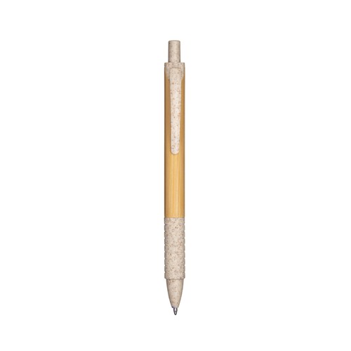 Stylo à déclic en bambou et en paille de blé - 1