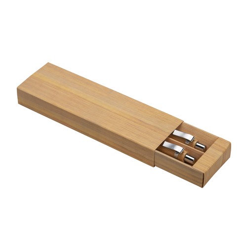 Set de deux stylos à pression en bambou personnalisé, dont un avec gomme pour écran tactile
