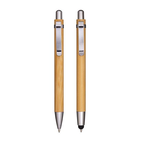 Set de deux stylos à pression en bambou, dont un avec gomme pour écran tactile - 3