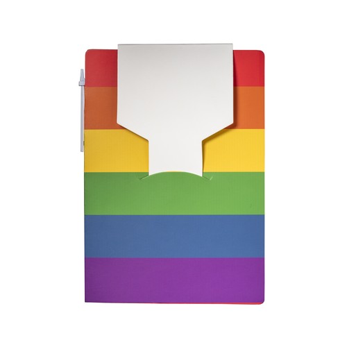 Block notes en papier avec couverture arc-en-ciel, notes adhésifs et stylo - 2