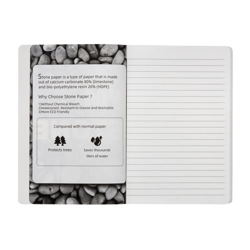 Carnet en papier de pierre, feuilles blanches lignées, 64 pag., 14,5x21 cm - 4