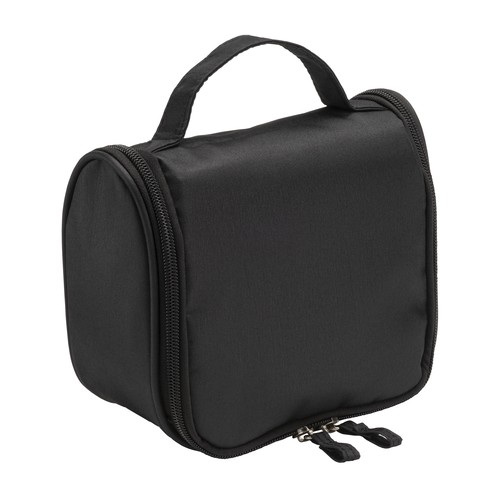 Beauty case en microfibre personnalisé avec fermeture éclair, grandes poches internes