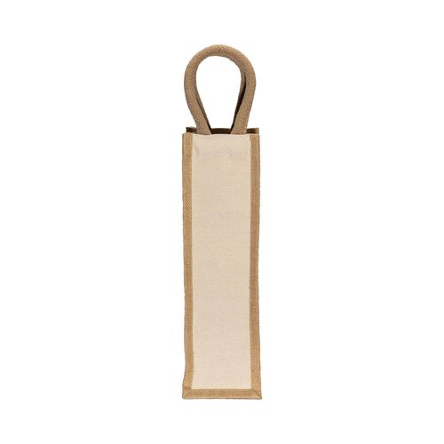 Sac porte-bouteille en toile de jute et coton, avec anses en corde - 2