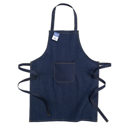 Tablier en denim de coton recyclé avec poche avant - 1