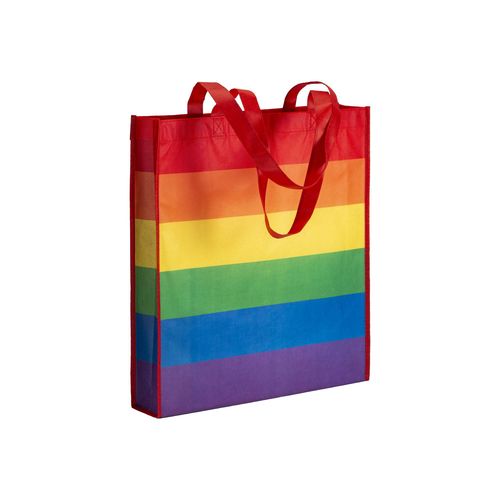 Tote bag arc-en-ciel en Rpet 80g/m2, anses longues et soufflet - 1