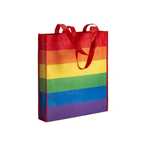 Tote bag arc-en-ciel en Rpet 80g/m2, anses longues et soufflet - 1